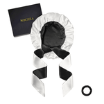 Black & Off - White Reversible Bonnet with Ties - NOCHKA
