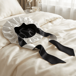 Black & Off - White Reversible Bonnet with Ties - NOCHKA
