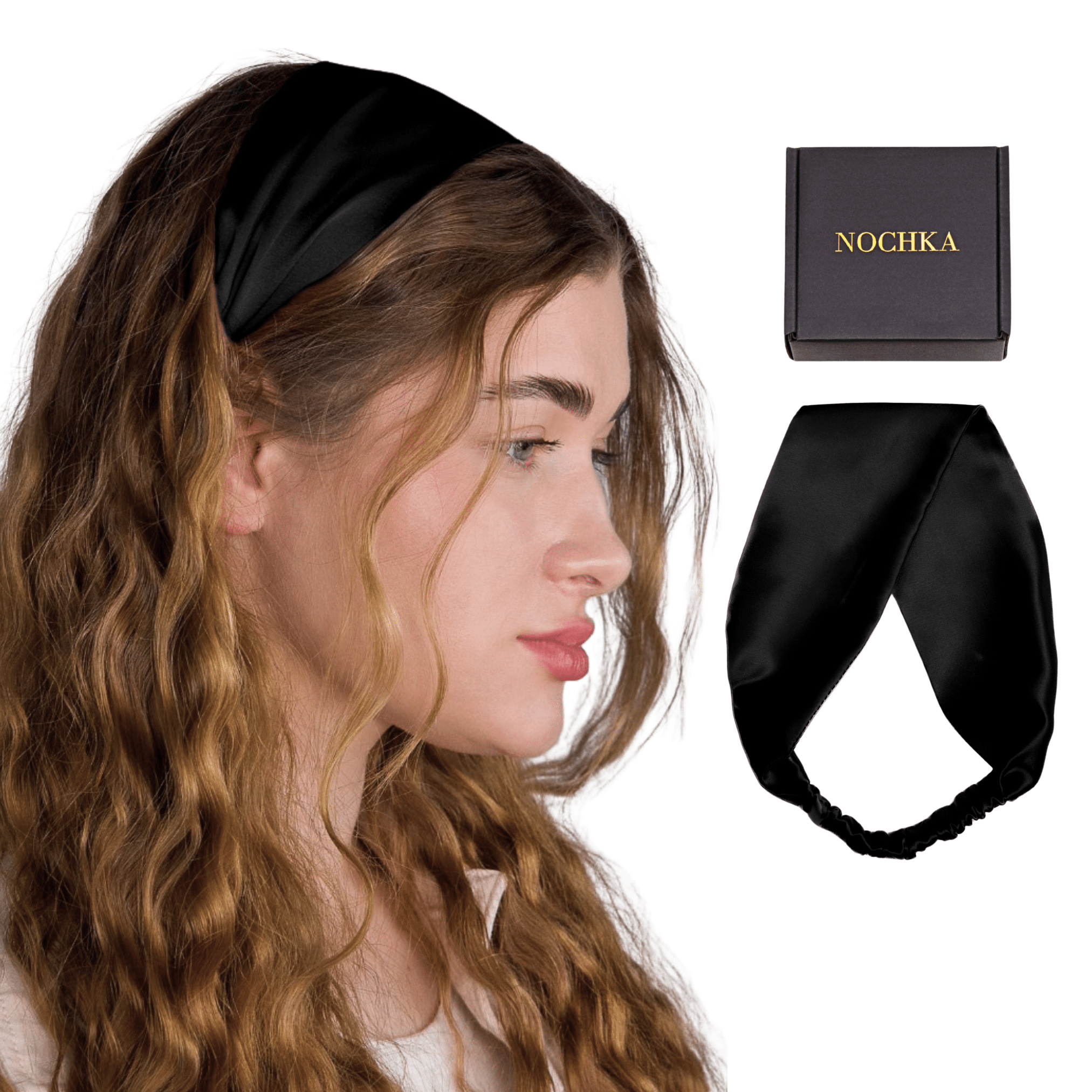 Black Pure Silk Headband - NOCHKA
