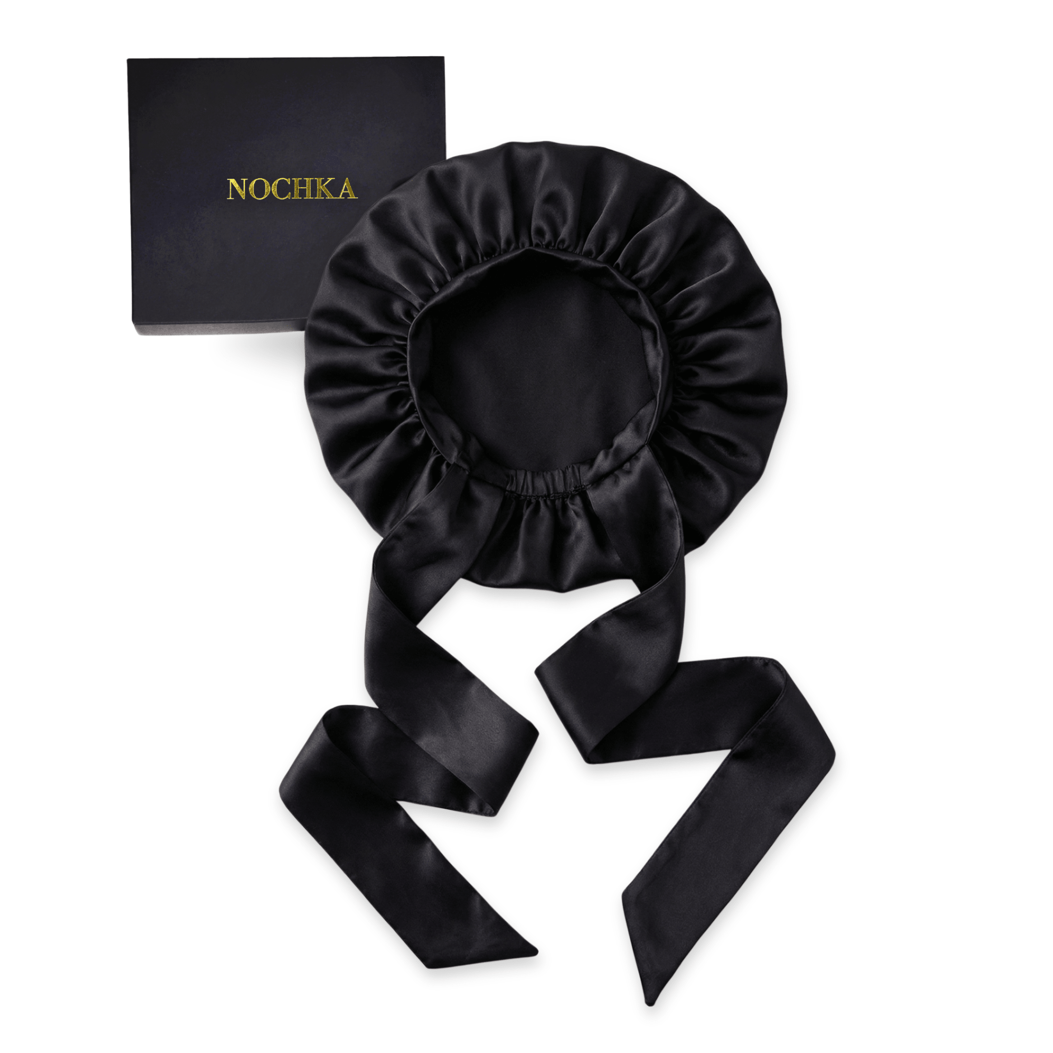 Black Reversible Bonnet with Ties - NOCHKA
