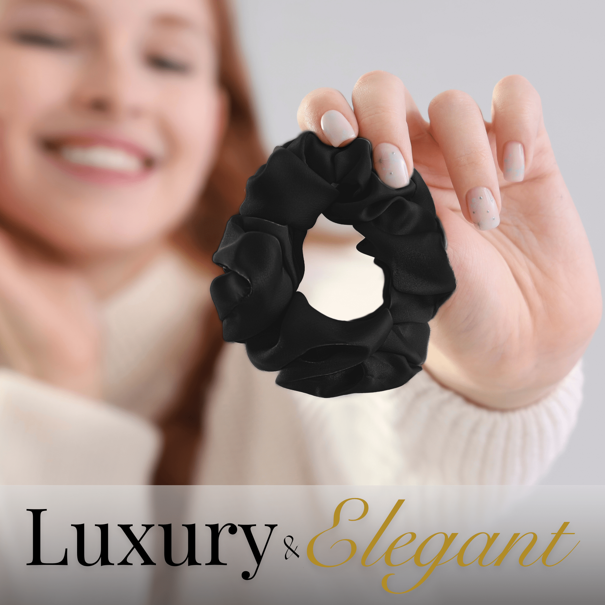 Black Skinny Scrunchie – 100% Pure Mulberry Silk, Perfect for All Hair Types - NOCHKA
