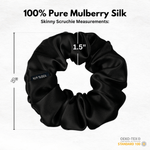 Black Skinny Scrunchie – 100% Pure Mulberry Silk, Perfect for All Hair Types - NOCHKA
