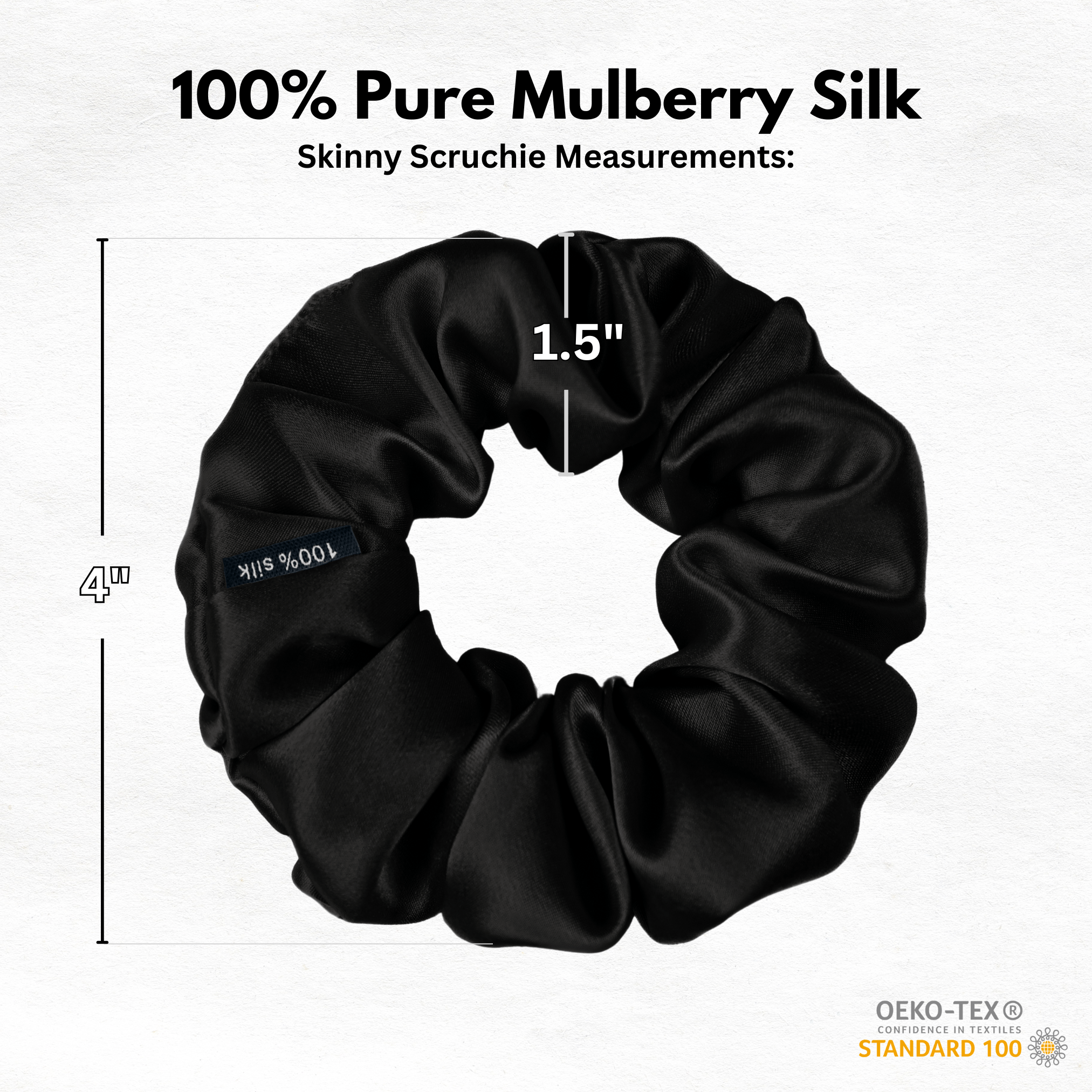 Black Skinny Scrunchie – 100% Pure Mulberry Silk, Perfect for All Hair Types - NOCHKA
