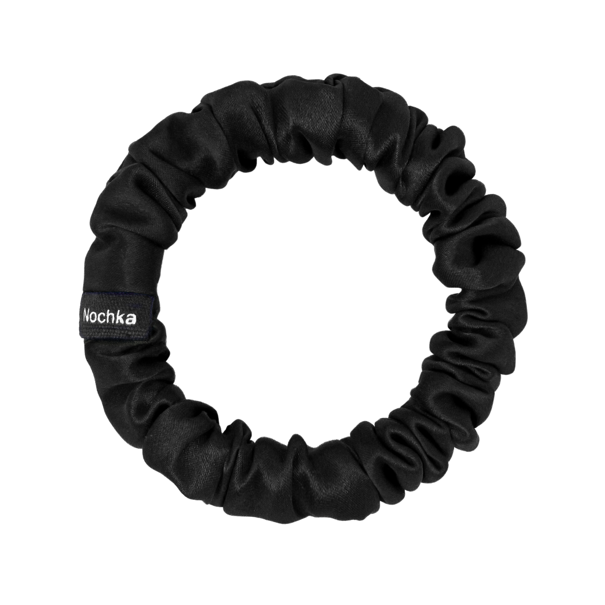 Black Ultra Skinny Scrunchie – 100% Pure Mulberry Silk, Perfect for All Hair Types - NOCHKA
