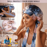 Blue & Blush Tie Dye Pure Mulberry Silk Bonnet – Reversible, Adjustable Fit with Silk Ties - NOCHKA
