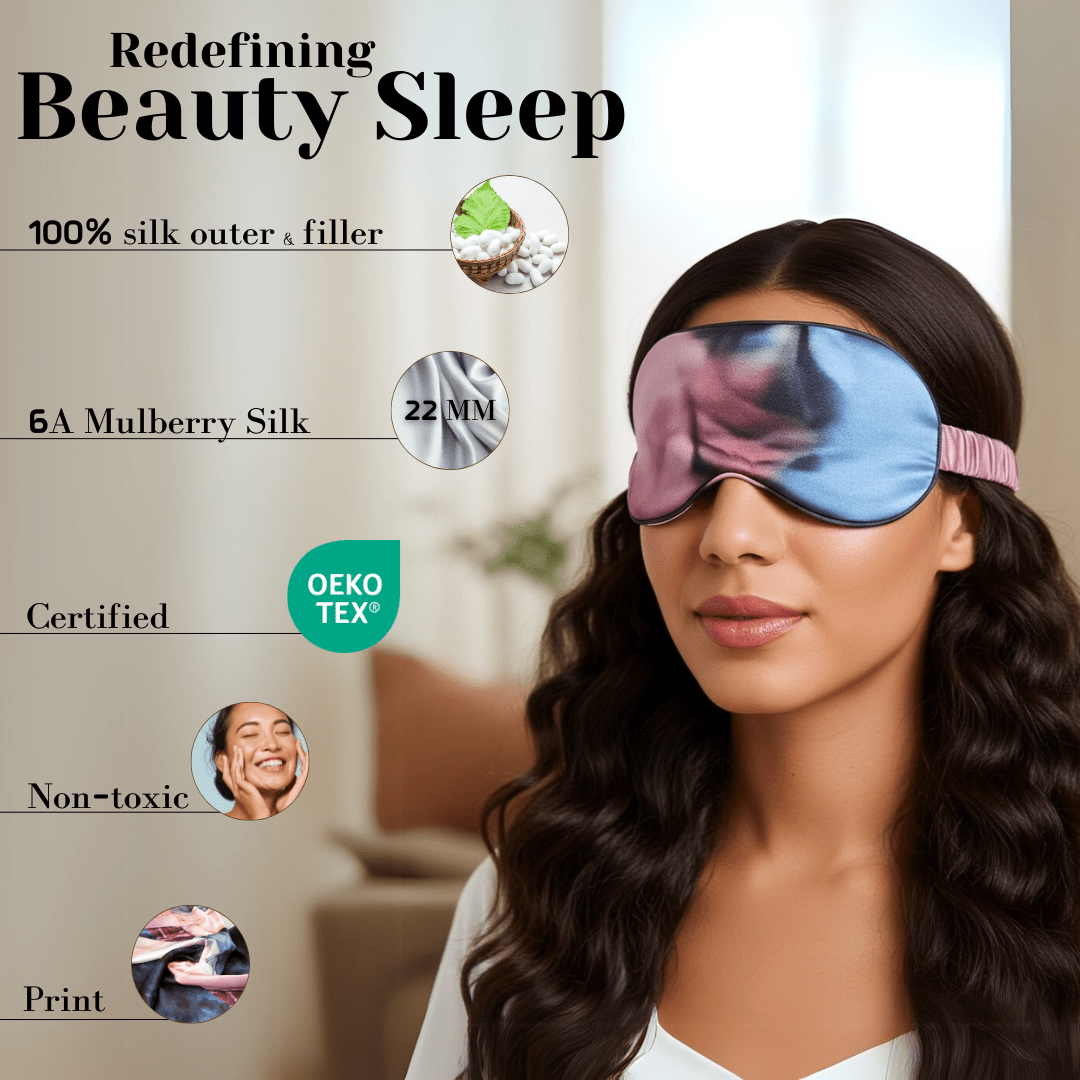 Blue & Blush Tie Dye Pure Silk Sleep Mask - NOCHKA
