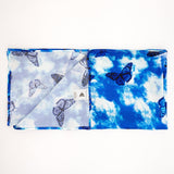 Blue Butterflies Mulbery Silk Square Scarf - NOCHKA
