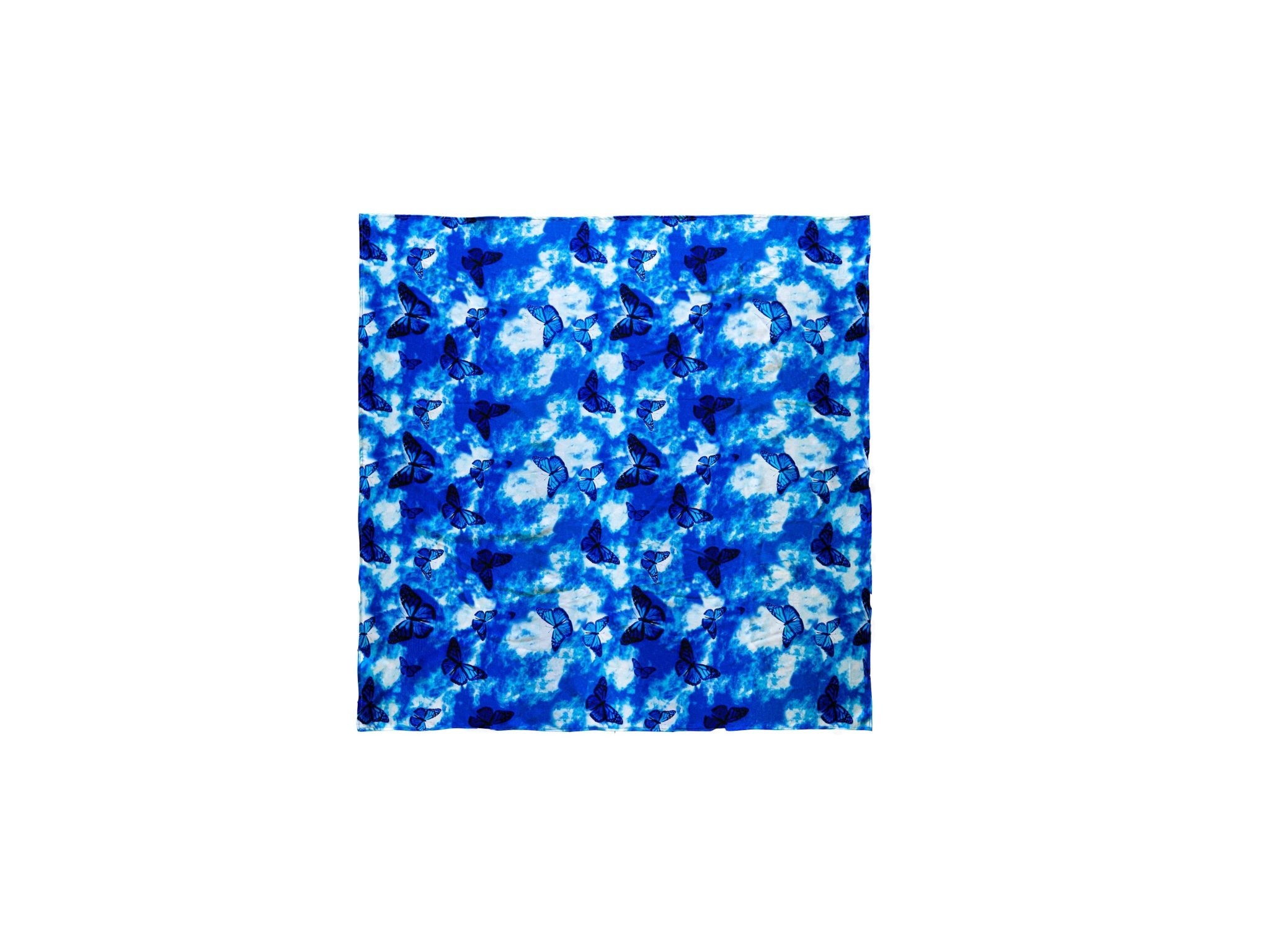 Blue Butterflies Mulbery Silk Square Scarf - NOCHKA
