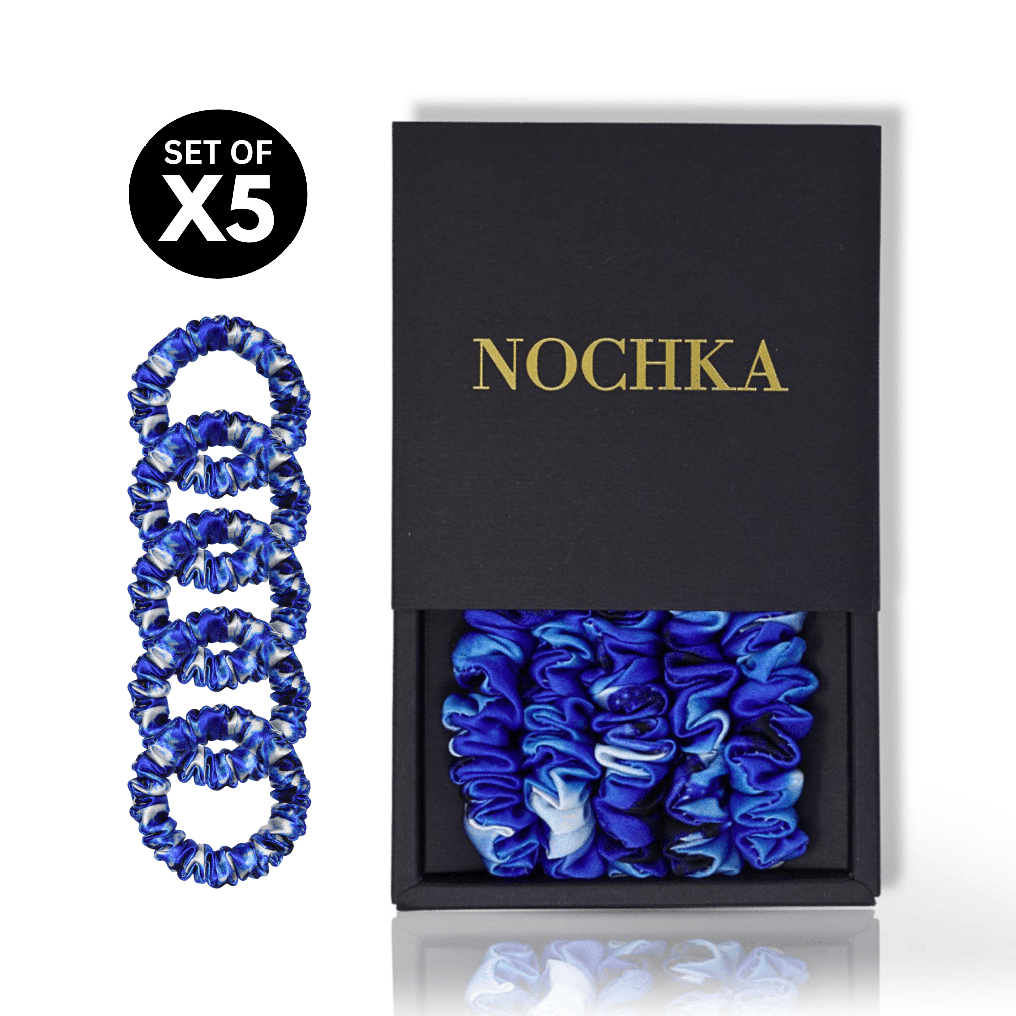 Blue Butterfly Ultra - Skinny Silk Scrunchies (Set of 5) - NOCHKA

