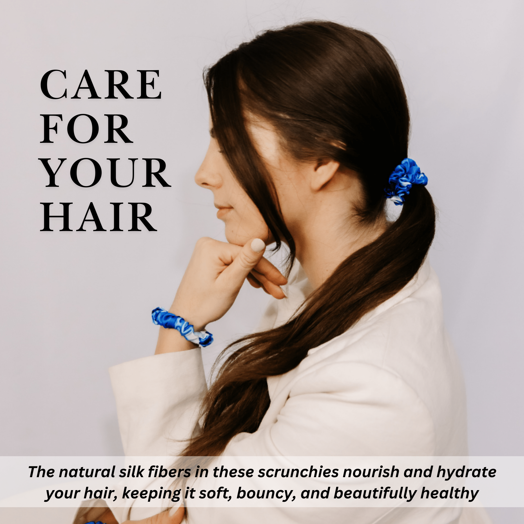 Blue Butterfly Ultra - Skinny Silk Scrunchies (Set of 5) - NOCHKA
