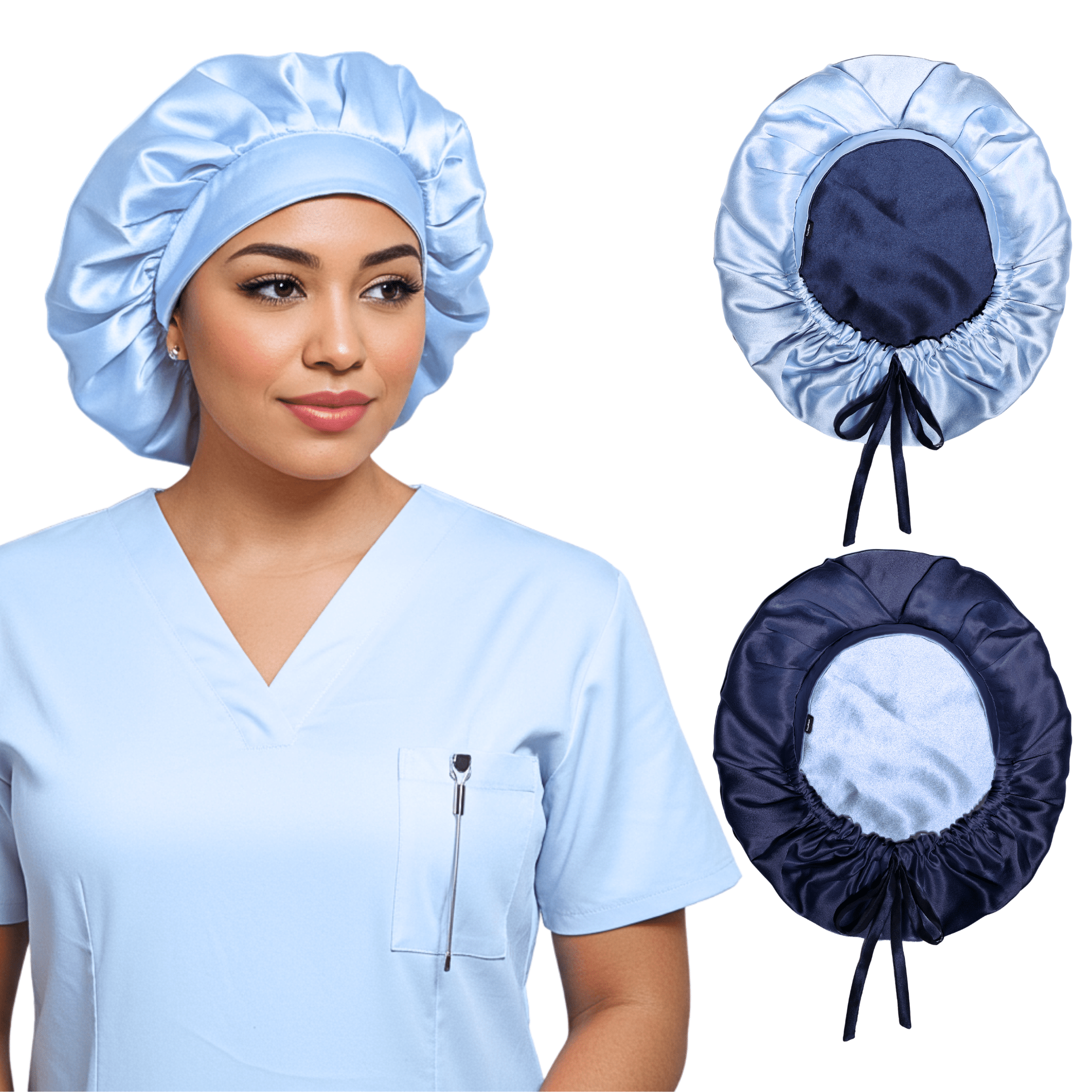 Blue Pure Mulberry Silk Medical Bonnet – Reversible & Durable - NOCHKA
