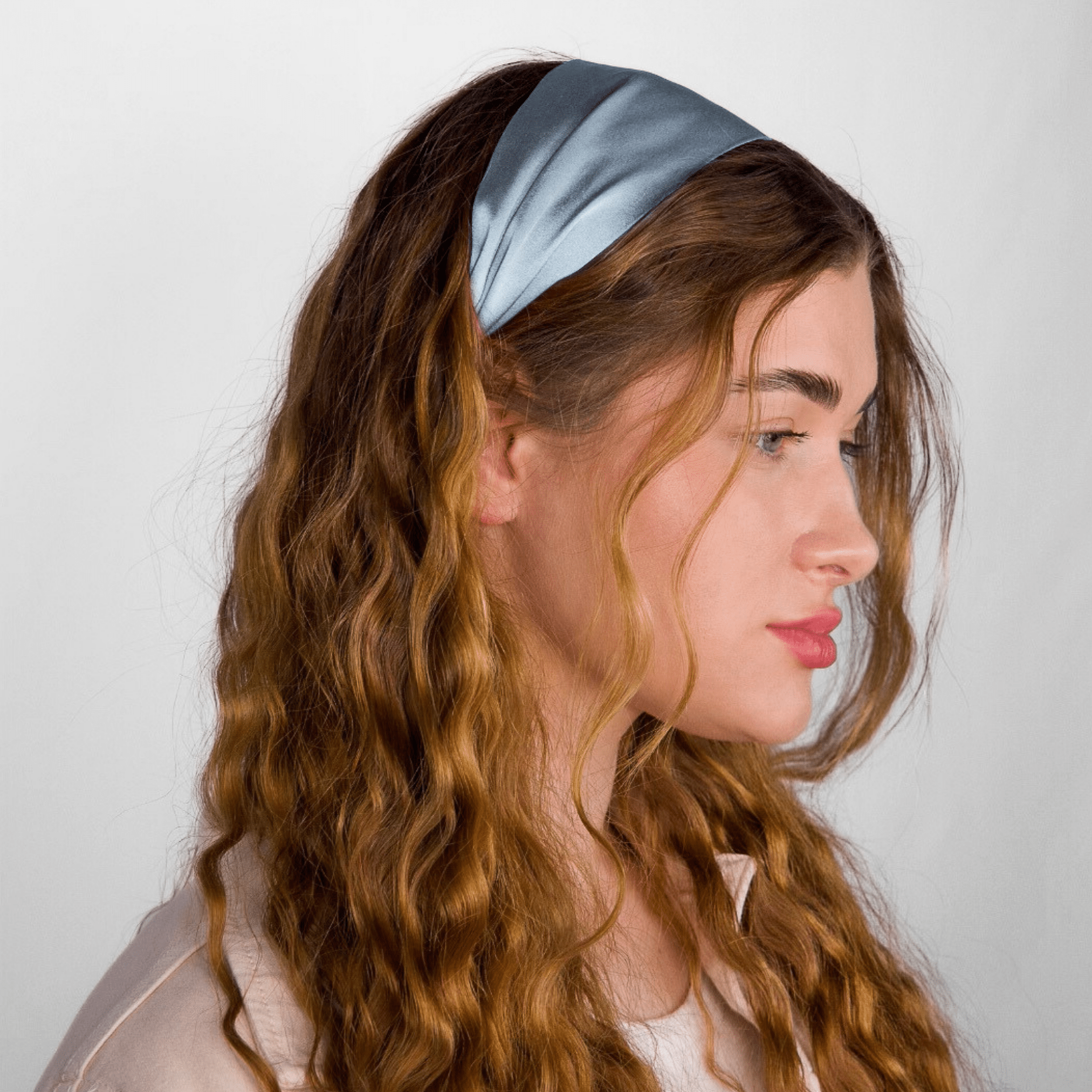 Blue Pure Silk Headband - NOCHKA
