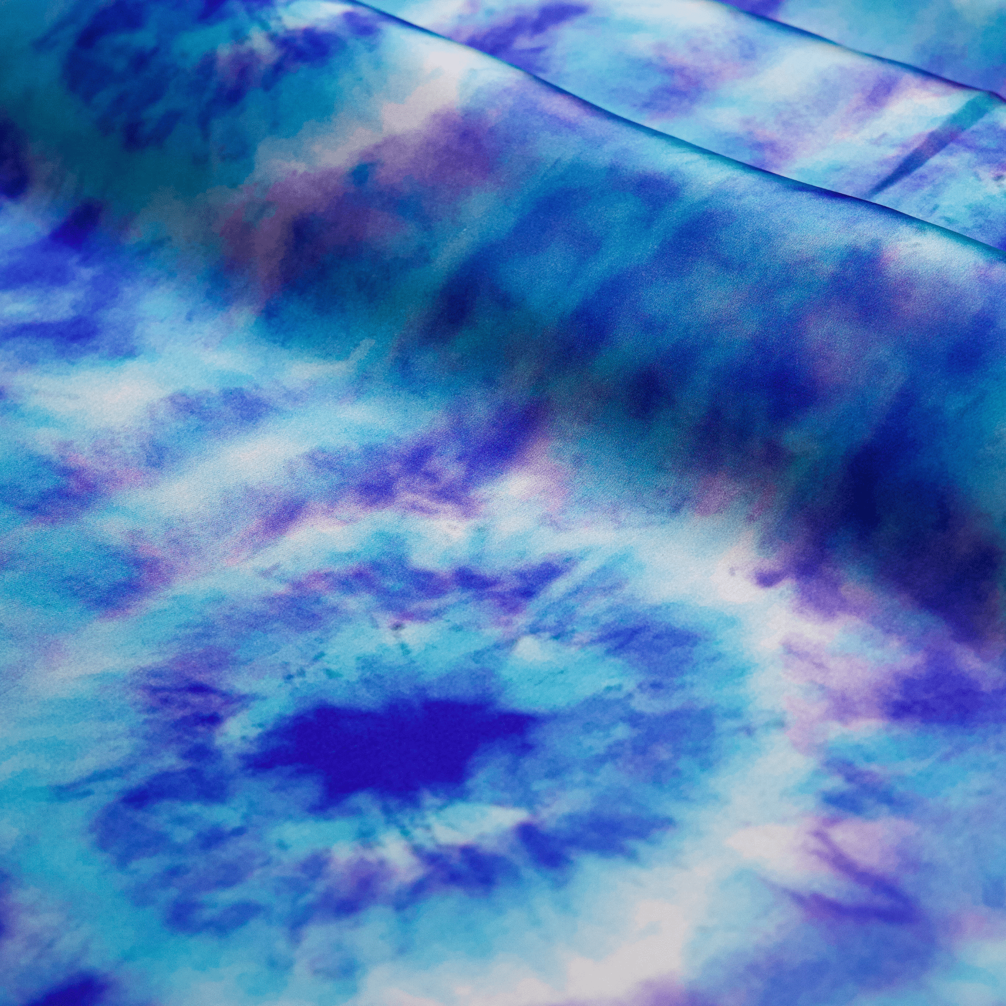 Blue Tie Dye Print 100% Pure Mulberry Silk Fabric 19mm 54" Width Pre - Cut Silk Fabric - NOCHKA
