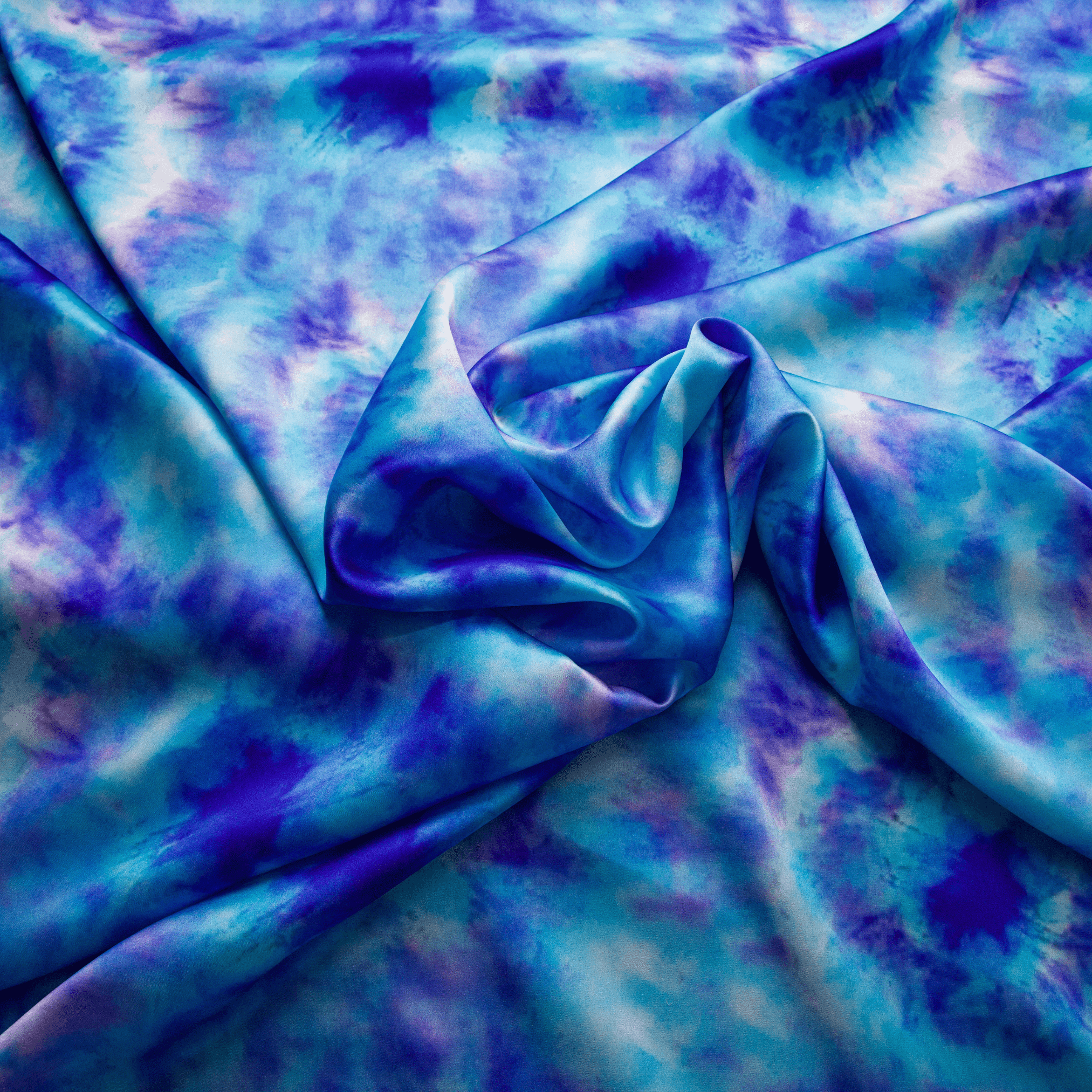Blue Tie Dye Print 100% Pure Mulberry Silk Fabric 19mm 54" Width Pre - Cut Silk Fabric - NOCHKA
