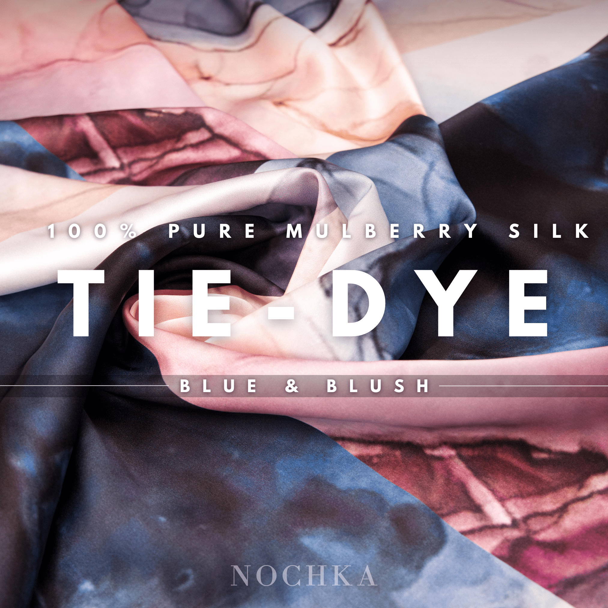 Blush and Blue Tie - dye Ultra - Skinny Silk Scrunchies (Set of 5) - NOCHKA
