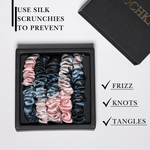 Blush and Blue Tie - dye Ultra - Skinny Silk Scrunchies (Set of 5) - NOCHKA
