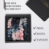 Blush and Blue Tie - dye Ultra - Skinny Silk Scrunchies (Set of 5) - NOCHKA
