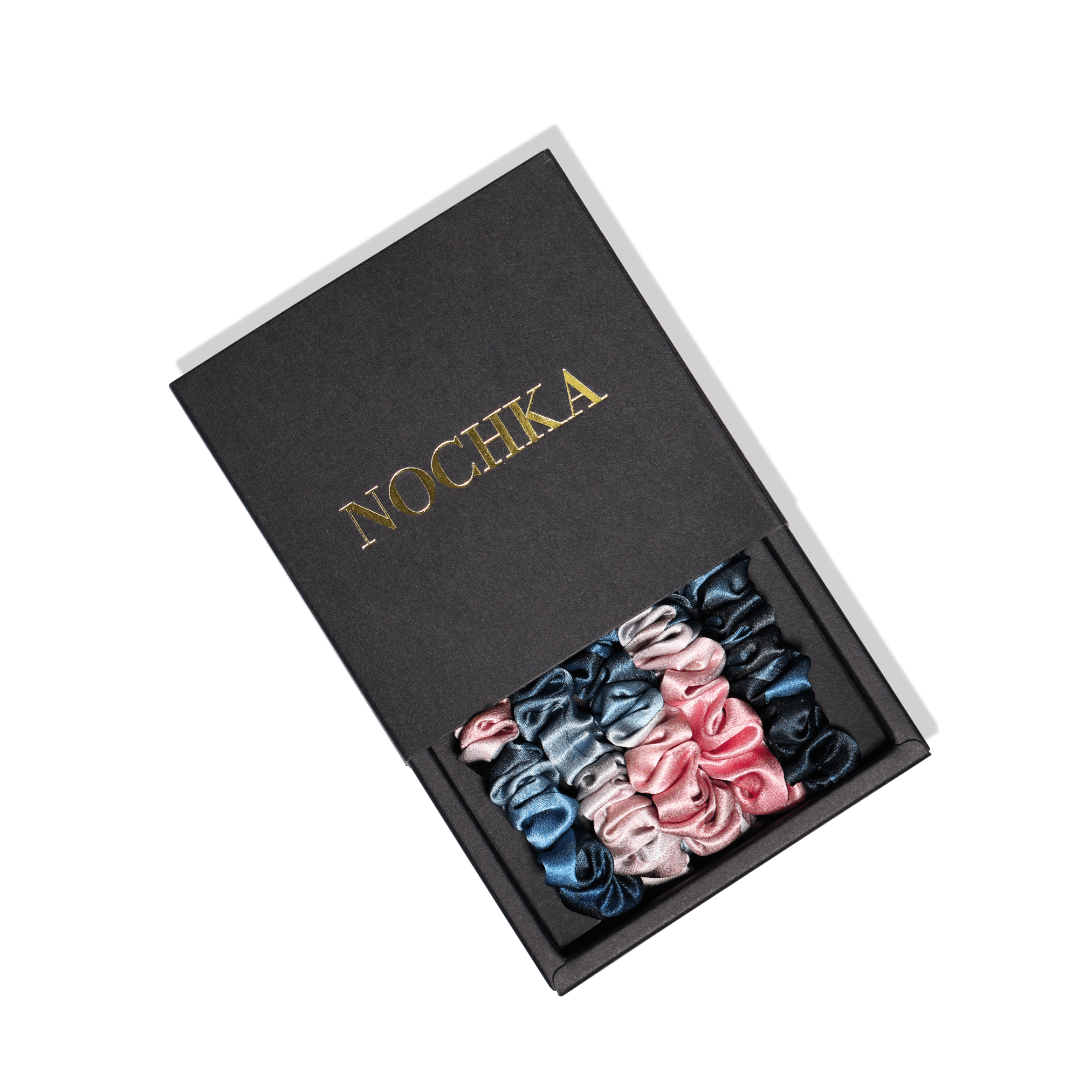 Blush and Blue Tie - dye Ultra - Skinny Silk Scrunchies (Set of 5) - NOCHKA
