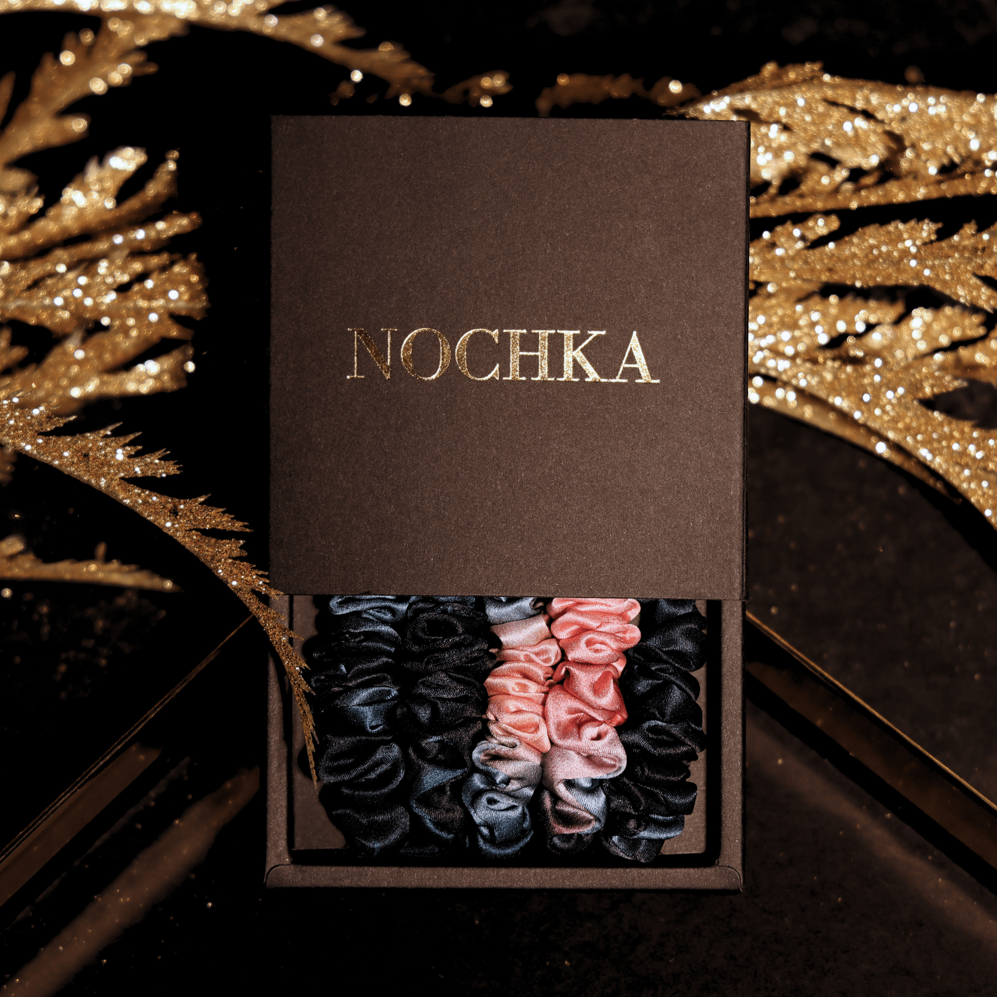 Blush and Blue Tie - dye Ultra - Skinny Silk Scrunchies (Set of 5) - NOCHKA
