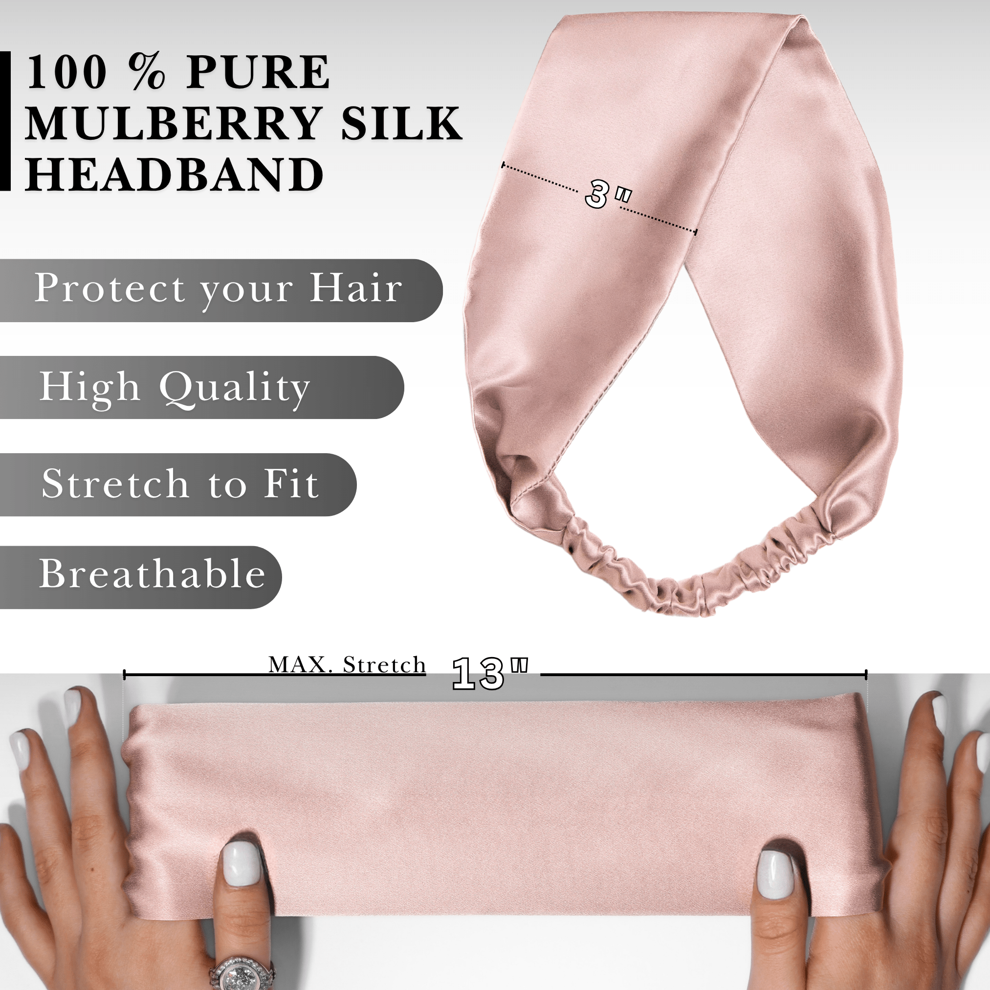 Blush Pure Silk Headband - NOCHKA
