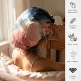 Blushing Blue Tie Dye Pure Mulberry Silk Bonnet – Reversible & Durable - NOCHKA
