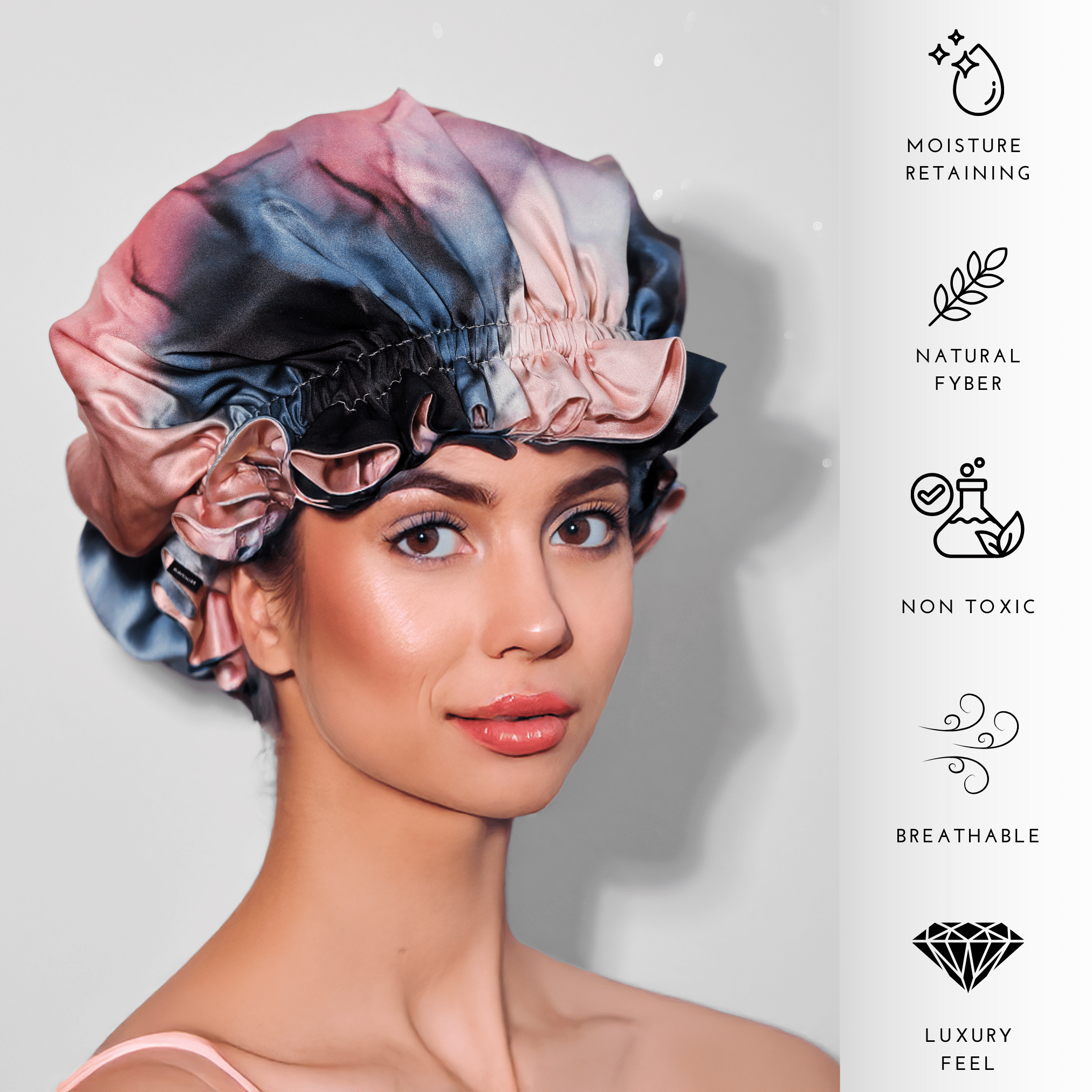 Blushing Blue Tie Dye Pure Mulberry Silk Bonnet – Reversible & Durable - NOCHKA
