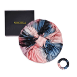 Blushing Blue Tie Dye Pure Mulberry Silk Bonnet – Reversible & Durable - NOCHKA
