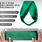 Bottle Green Pure Silk Headband - NOCHKA

