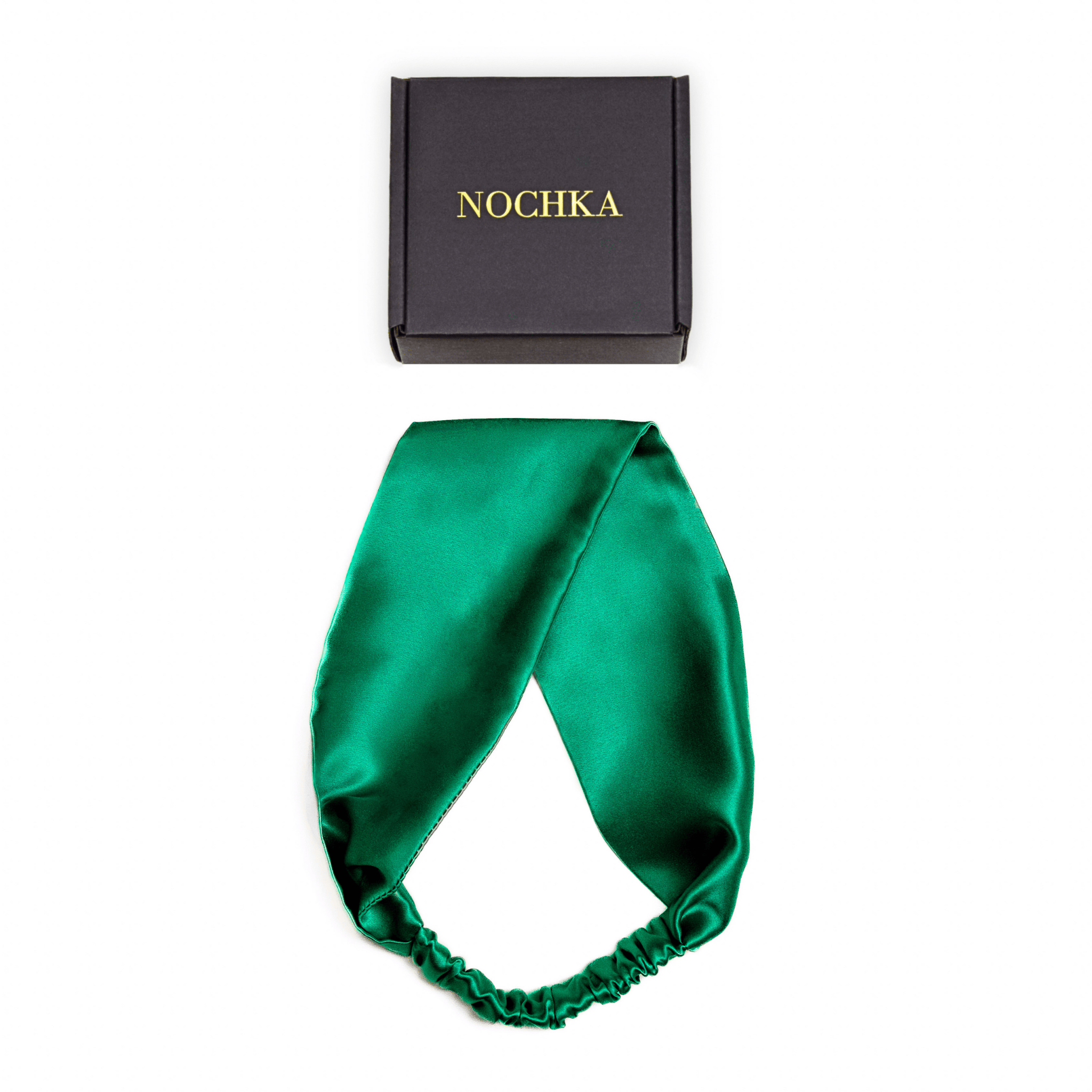 Bottle Green Pure Silk Headband - NOCHKA

