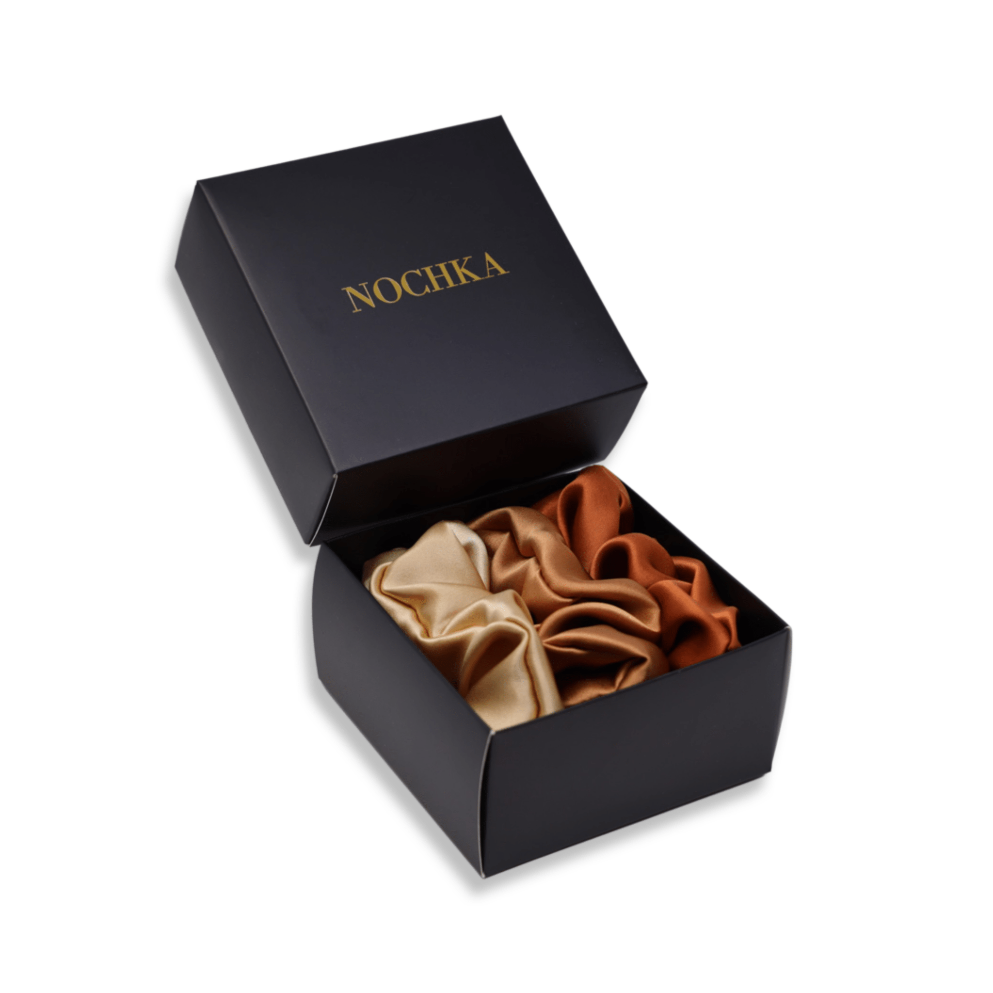 Bronze Shades of 3 Regular Mulberry Silk Scrunchies | 100% Silk - NOCHKA
