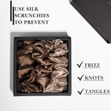 Brunette Shades of 3 Skinny Mulberry Silk Scrunchies | 100% Silk - NOCHKA
