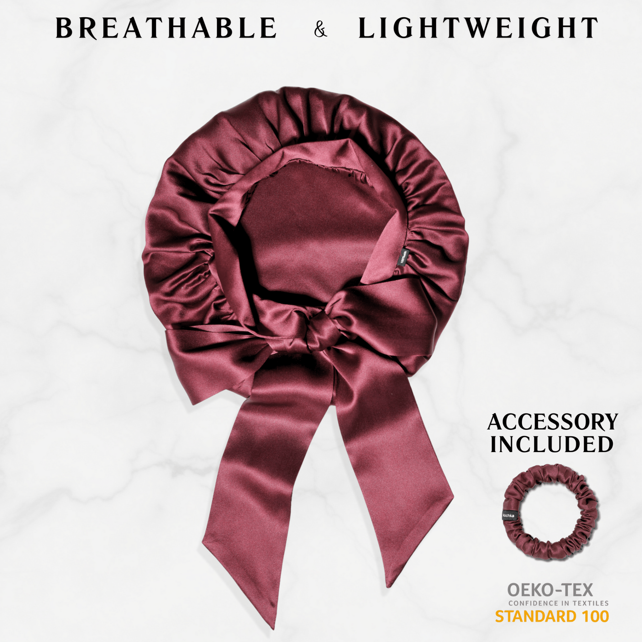 Burgundy Reversible Bonnet with Ties - NOCHKA
