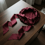Burgundy Reversible Bonnet with Ties - NOCHKA
