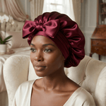 Burgundy Reversible Bonnet with Ties - NOCHKA
