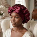 Burgundy Reversible Bonnet with Ties - NOCHKA
