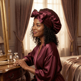 Burgundy Reversible Bonnet with Ties - NOCHKA
