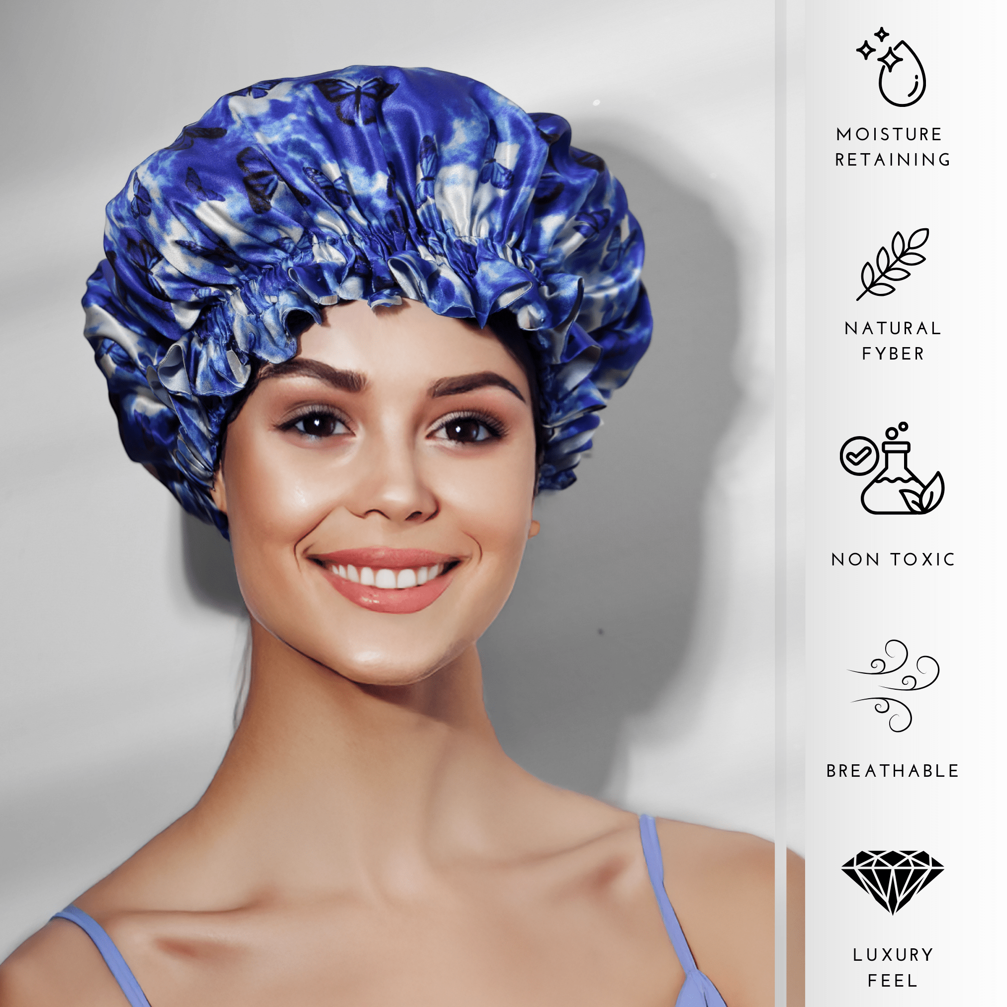 Butterfly Print Pure Mulberry Silk Bonnet – Reversible & Durable - NOCHKA
