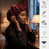 Cabernet & Black Pure Mulberry Silk Bonnet – Reversible & Durable - NOCHKA
