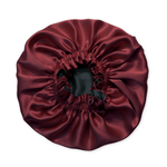 Cabernet & Black Pure Mulberry Silk Bonnet – Reversible & Durable - NOCHKA
