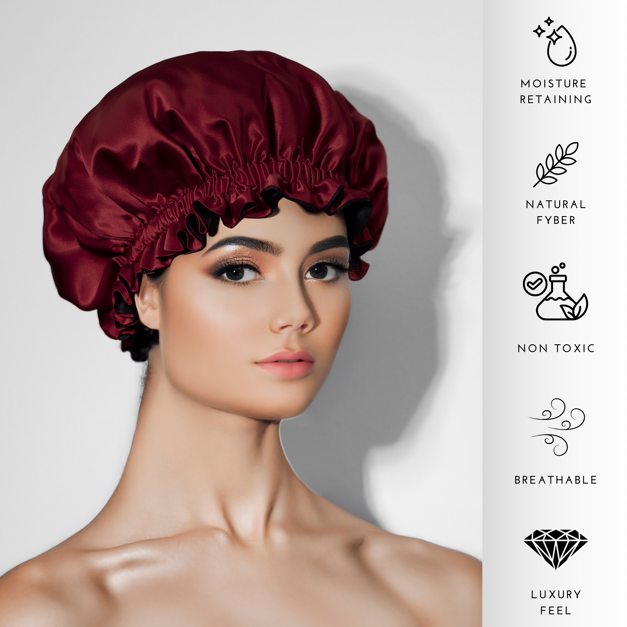 Cabernet & Black Pure Mulberry Silk Bonnet – Reversible & Durable - NOCHKA
