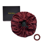 Cabernet & Black Pure Mulberry Silk Bonnet – Reversible & Durable - NOCHKA
