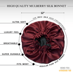 Cabernet & Black Pure Mulberry Silk Bonnet – Reversible & Durable - NOCHKA
