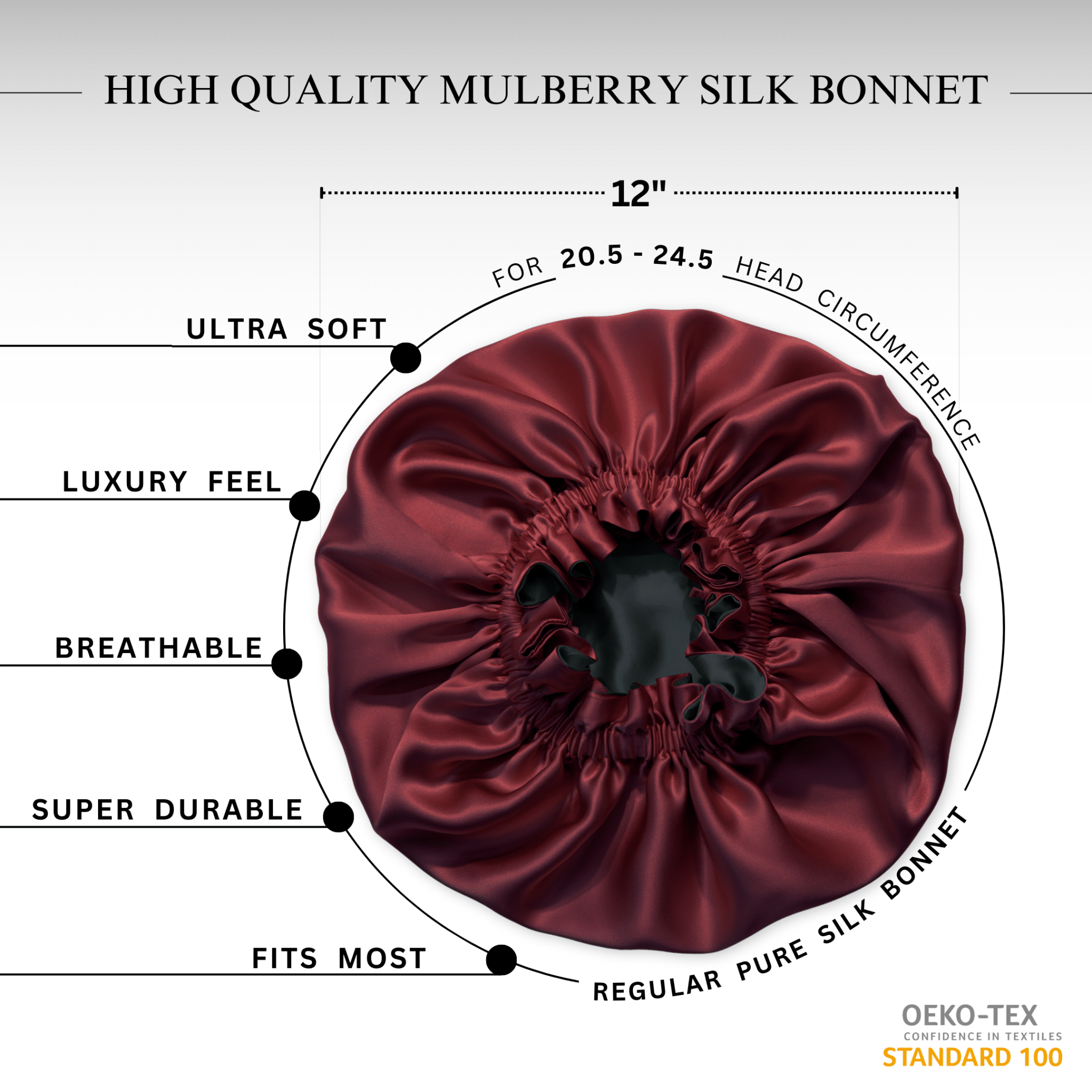 Cabernet & Black Pure Mulberry Silk Bonnet – Reversible & Durable - NOCHKA
