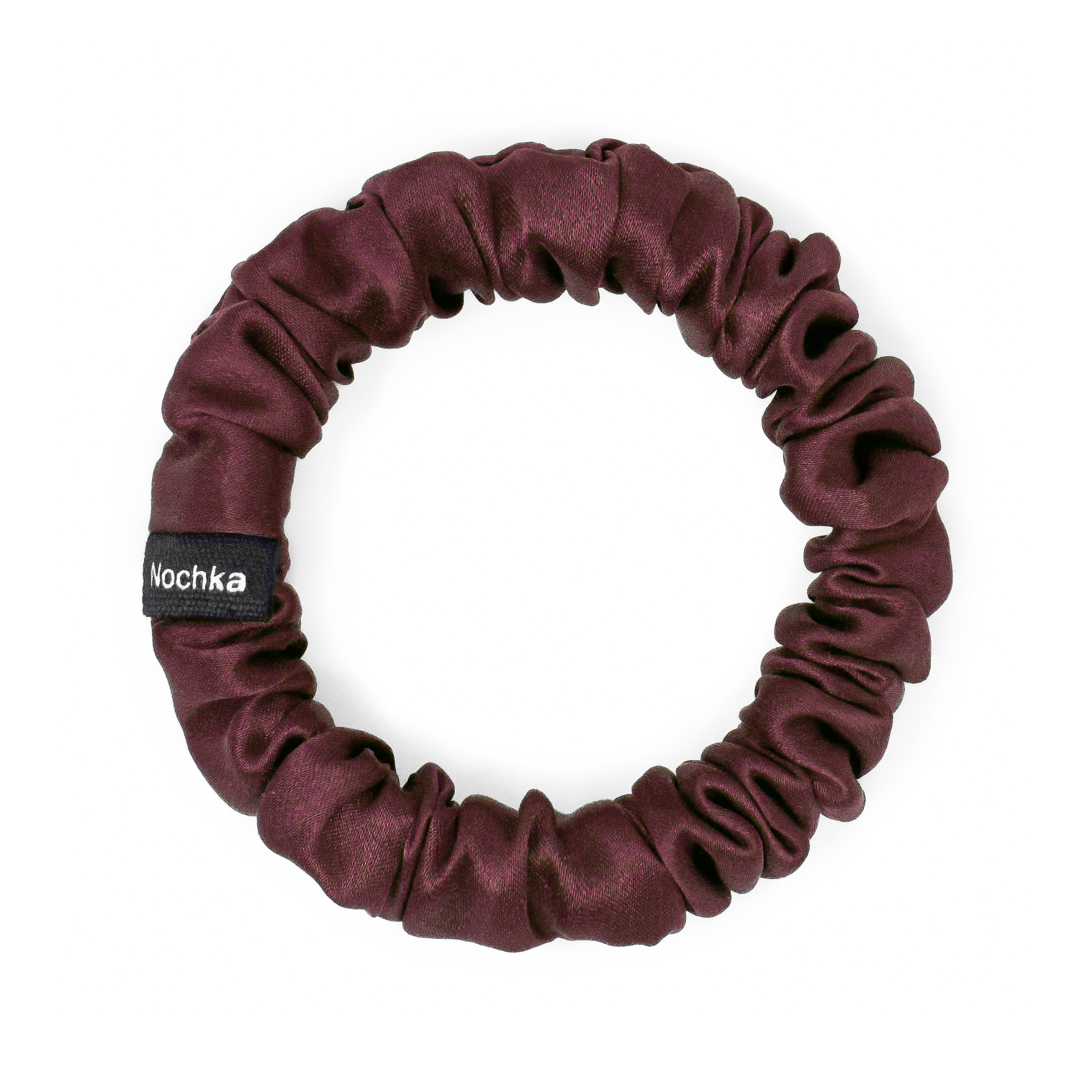 Cabernet Ultra Skinny Scrunchie – 100% Pure Mulberry Silk, Perfect for All Hair Types - NOCHKA
