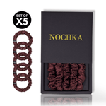 Cabernet Ultra - Skinny Silk Scrunchies (Set of 5) - NOCHKA

