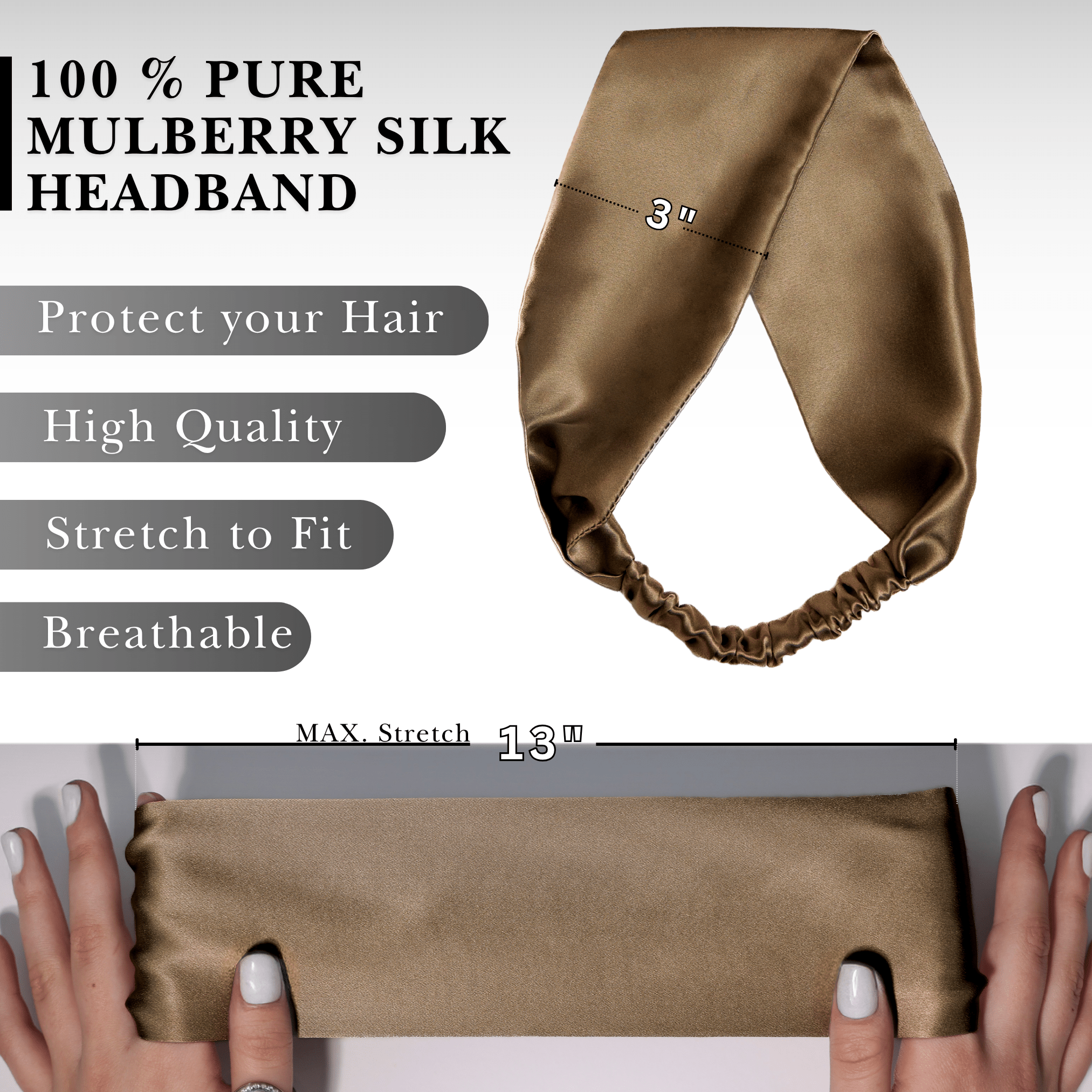 Cappuccino Pure Silk Headband - NOCHKA
