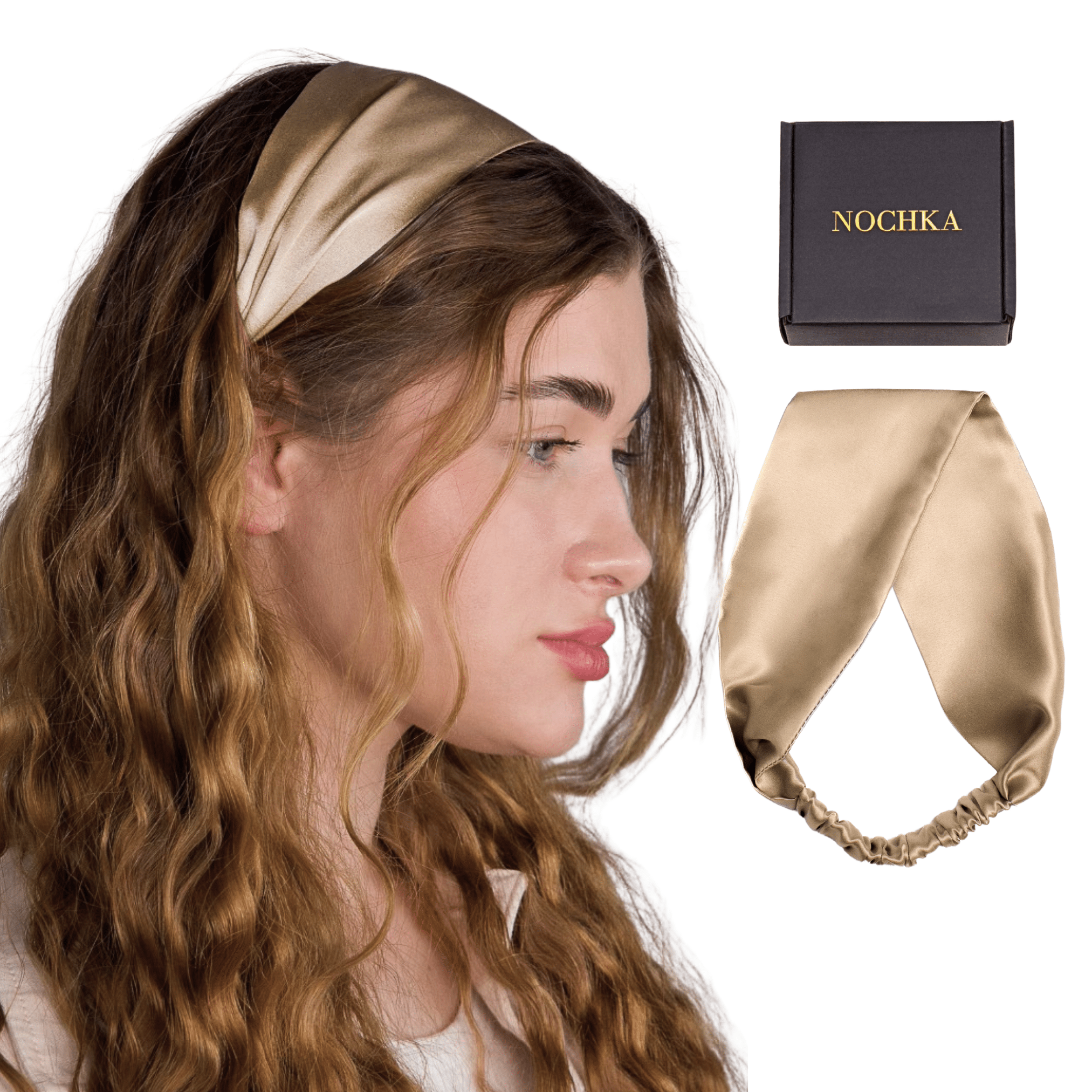 Caramel Pure Silk Headband - NOCHKA
