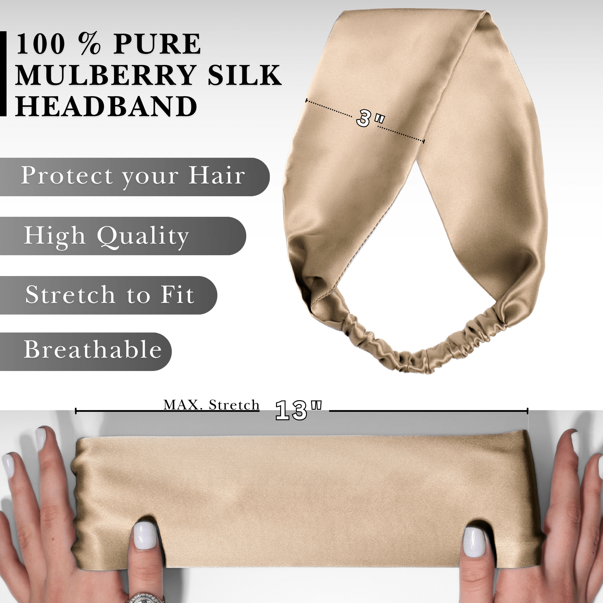 Caramel Pure Silk Headband - NOCHKA
