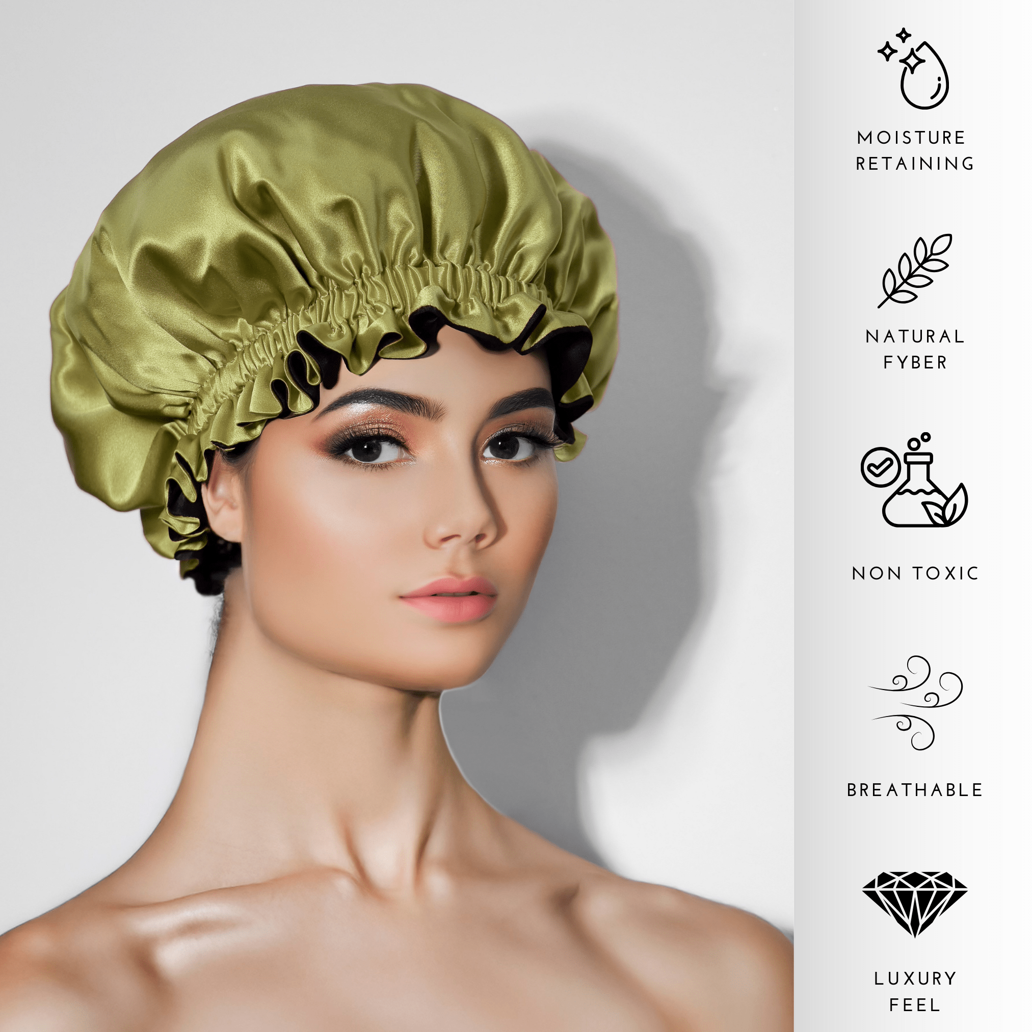 Chartreuse & Black Pure Mulberry Silk Bonnet – Reversible & Durable - NOCHKA
