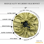 Chartreuse & Black Pure Mulberry Silk Bonnet – Reversible & Durable - NOCHKA
